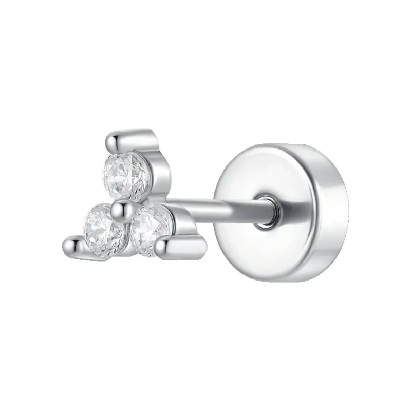 PIERCING ORECCHIO DONNA IN ACCIAIO CON ZIRCONI BIANCHI