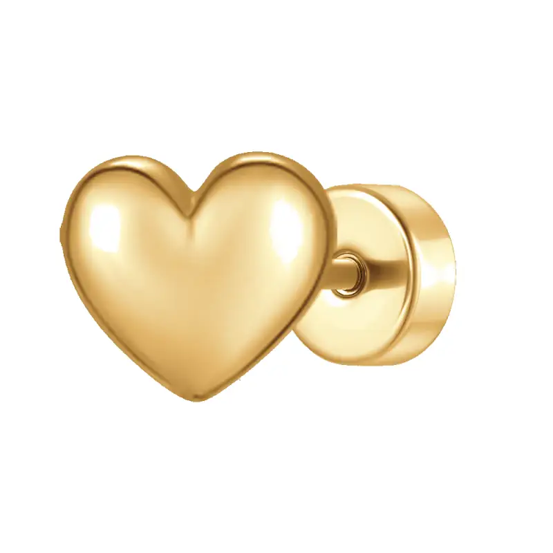 PIERCING ORECCHIO DONNA IN ACCIAIO FORMA CUORE COLORE ORO
