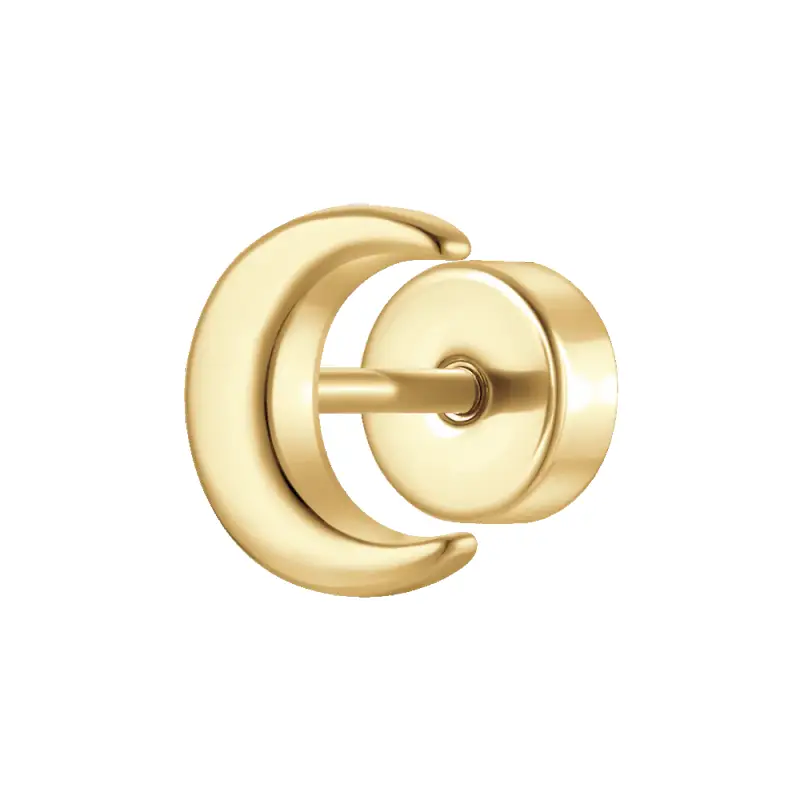 PIERCING ORECCHIO DONNA IN ACCIAIO FORMA LUNA COLORE ORO