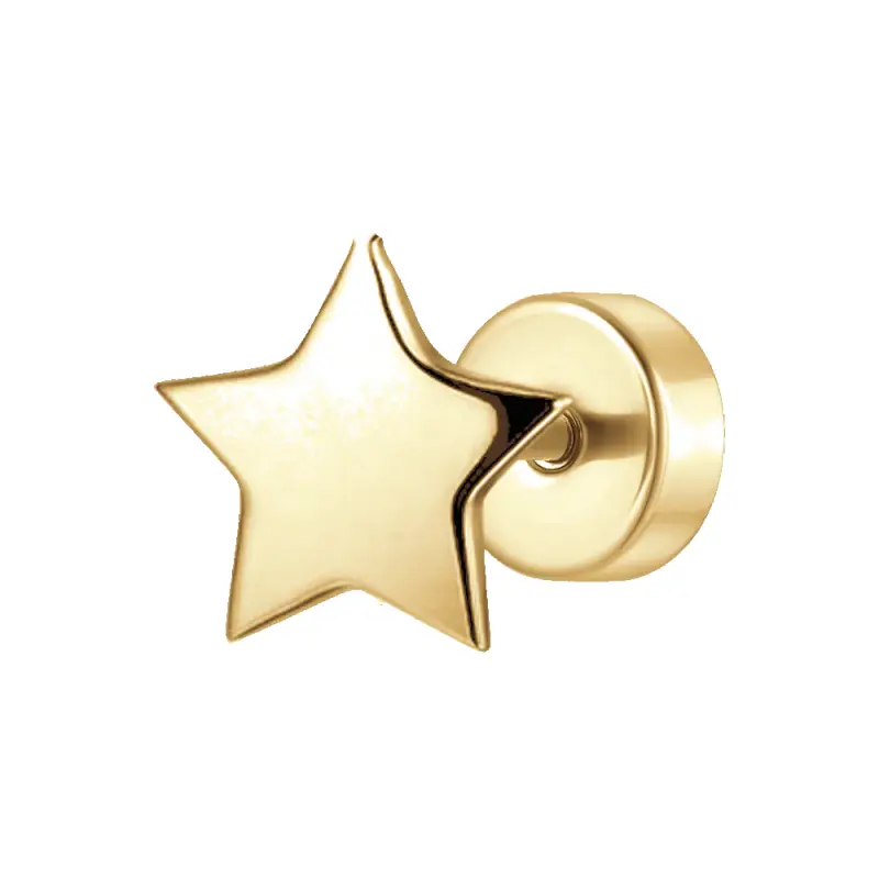 PIERCING ORECCHIO DONNA IN ACCIAIO FORMA STELLA COLORE ORO