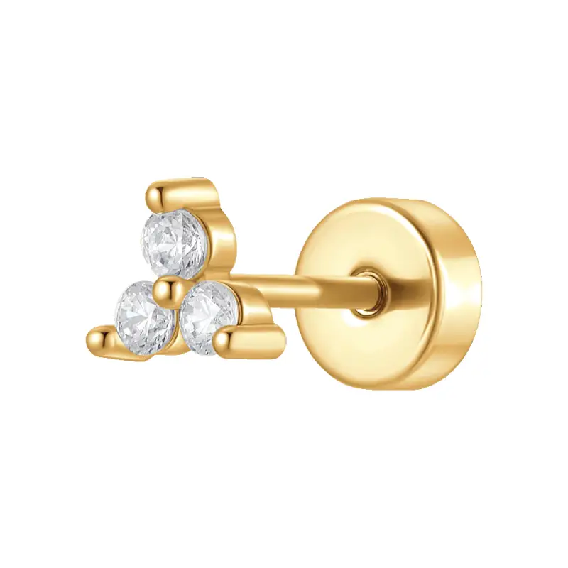 PIERCING ORECCHIO DONNAIN ACCIAIO CON ZIRCONI BIANCHI COLORE ORO