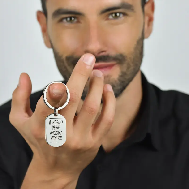 PORTACHIAVE UOMOIN ACCIAIO IL MEGLIO DEVE ANCORA VENIRE miniatura 2