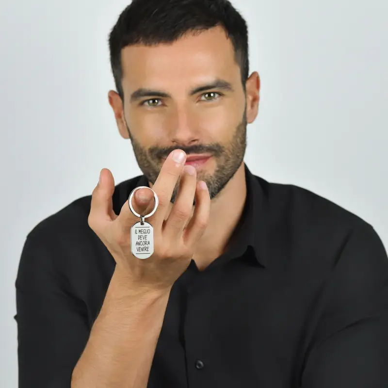 PORTACHIAVE UOMOIN ACCIAIO IL MEGLIO DEVE ANCORA VENIRE miniatura 3