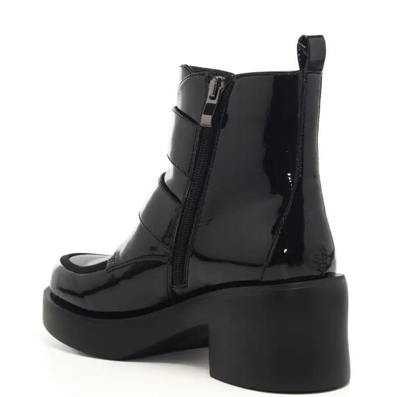 Luciano Barachini stivaletti da donna in verice con cerniera doppio cinturino nero black miniatura 3