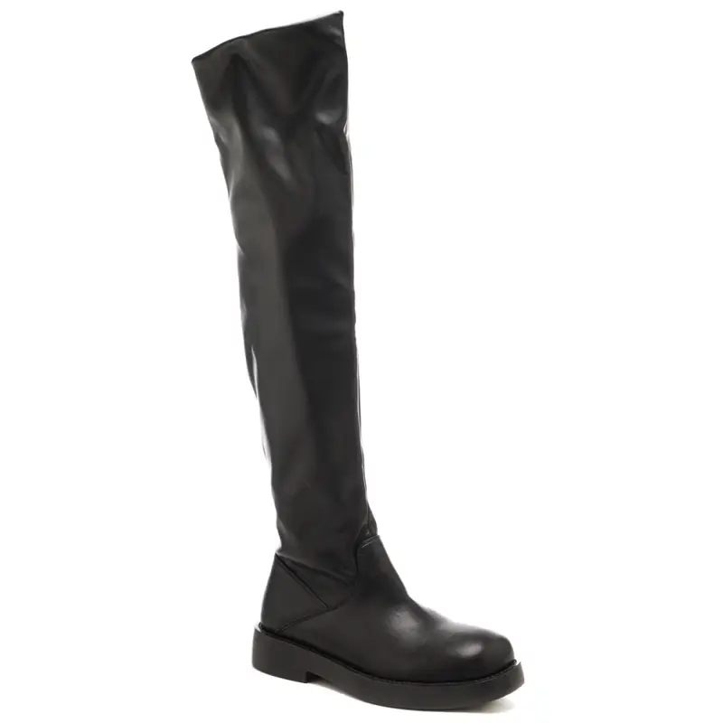 stivali alti da donna in pelle sopra il ginocchio nero miniatura 2