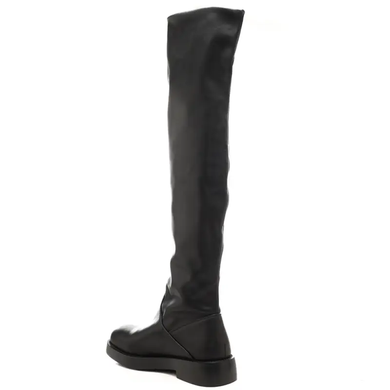 stivali alti da donna in pelle sopra il ginocchio nero miniatura 3