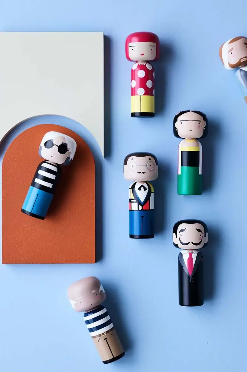 bambola kokeshi Dot Multicolore miniatura 3