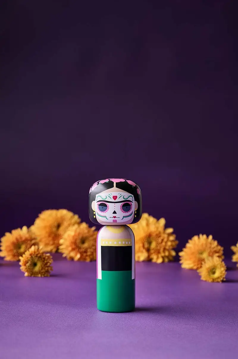 bambola kokeshi Frida Multicolore miniatura 2