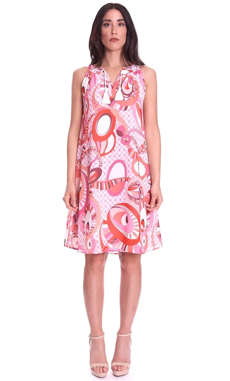 Abito corto luckylu a fantasia, colore arancio