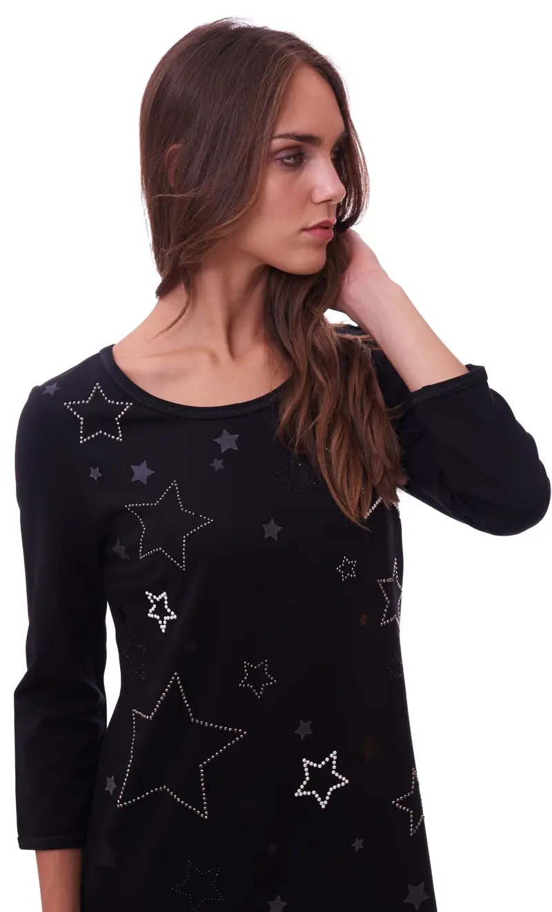 Abito luckylu con stelle nero, colore nero miniatura 2