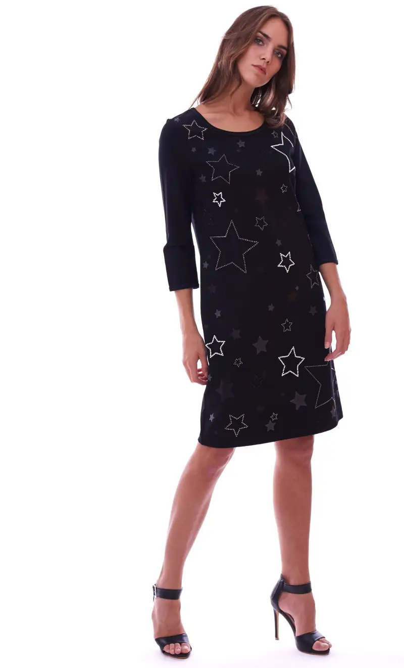 Abito luckylu con stelle nero, colore nero