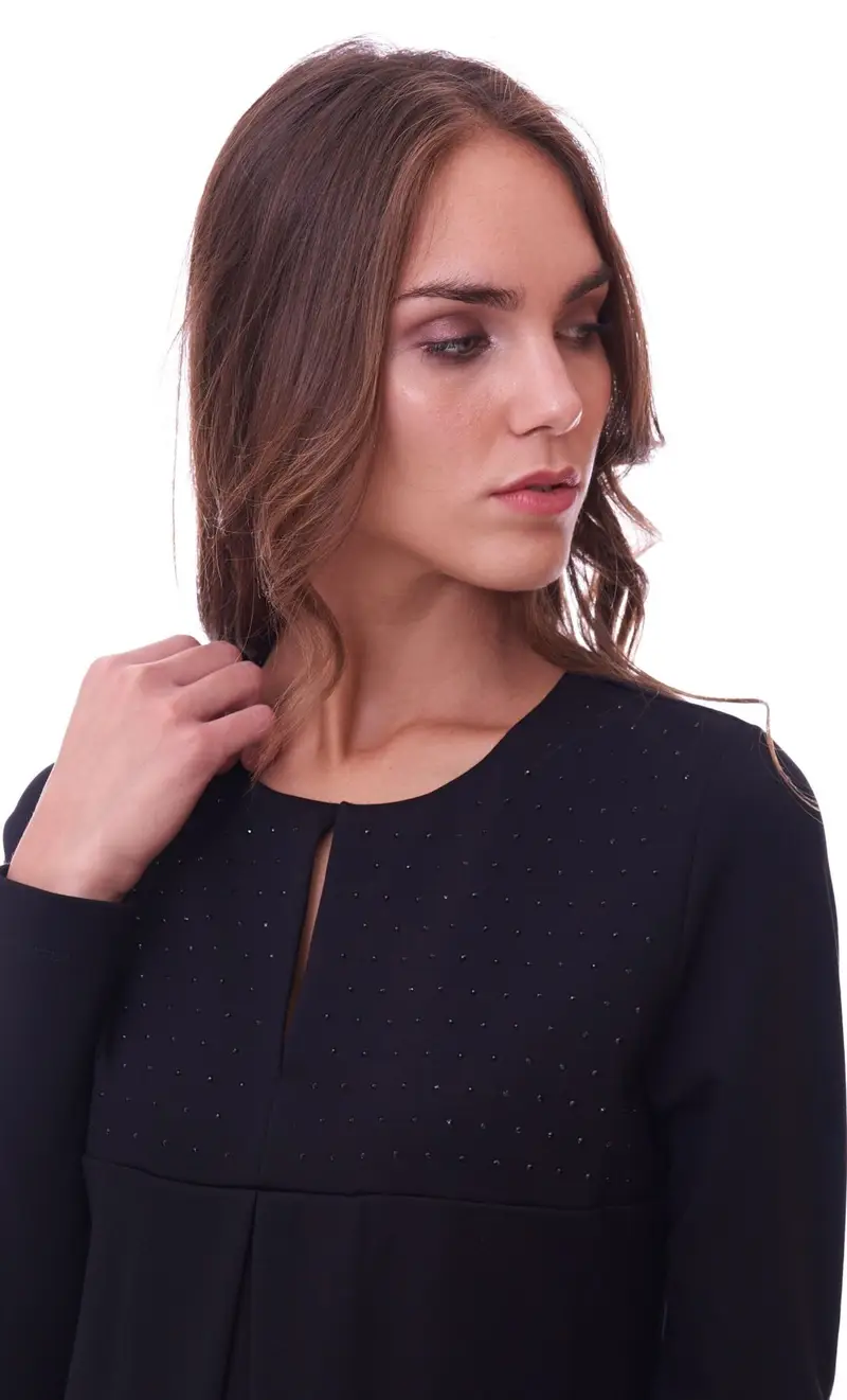 Abito punto milano luckylu con piega centrale nero, colore nero miniatura 2