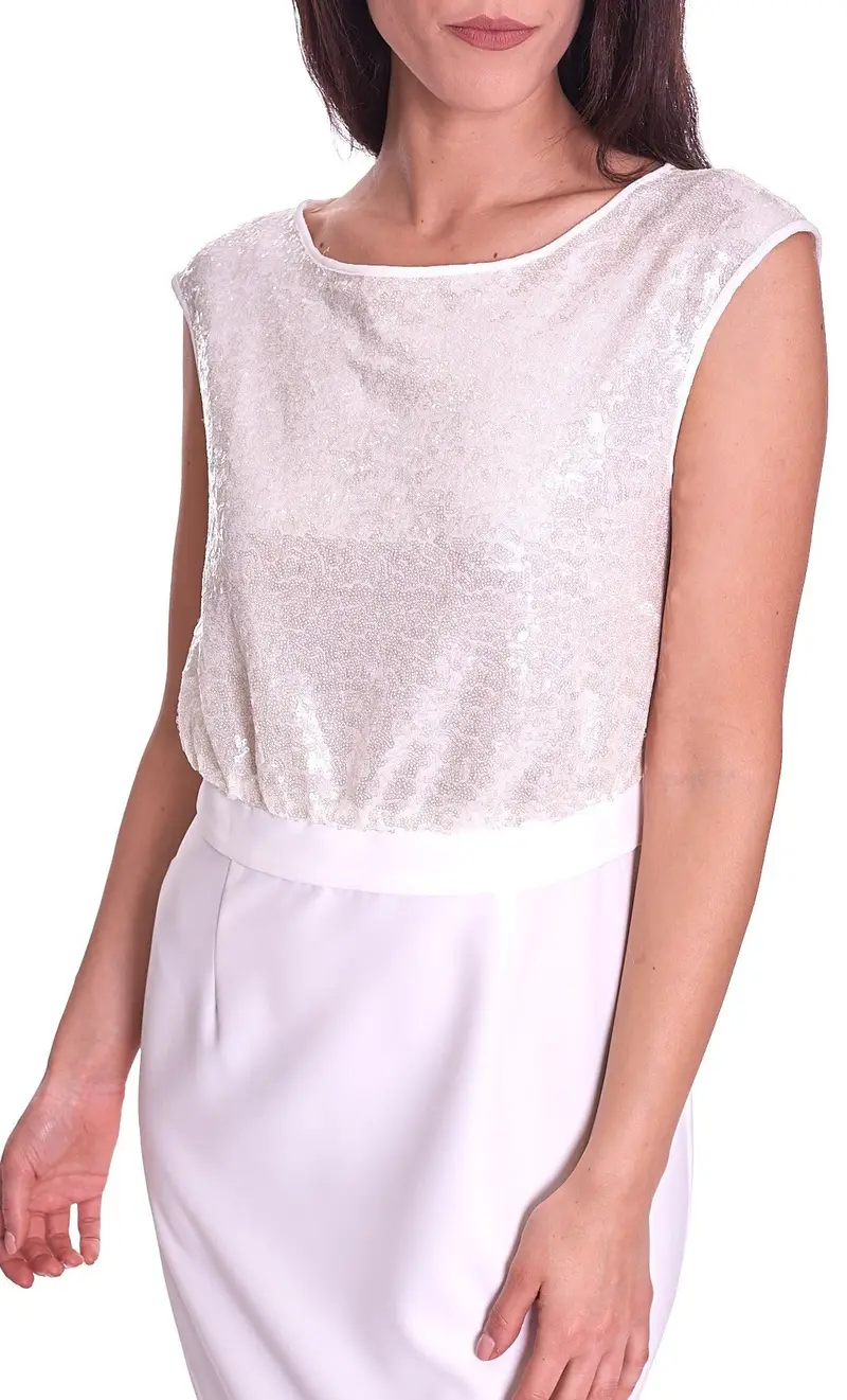 Abito tubino luckylu con paillettes, colore bianco miniatura 2