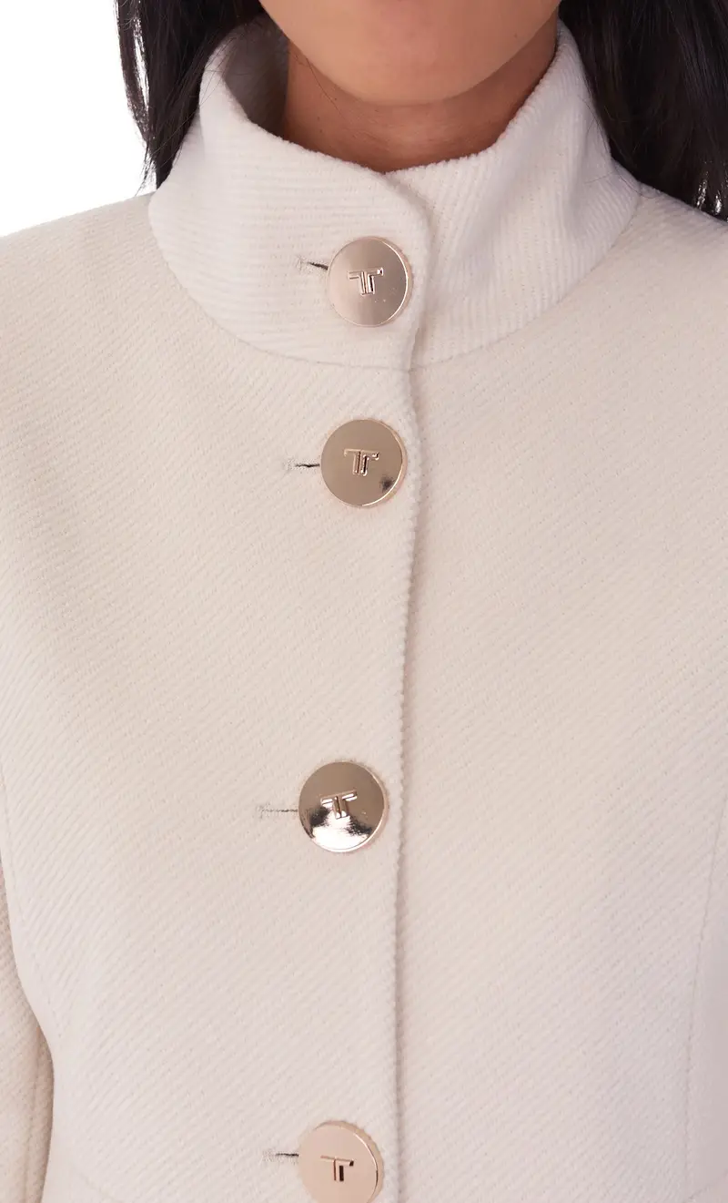 Cappotto luckylu monopetto collo coreano, colore bianco miniatura 2