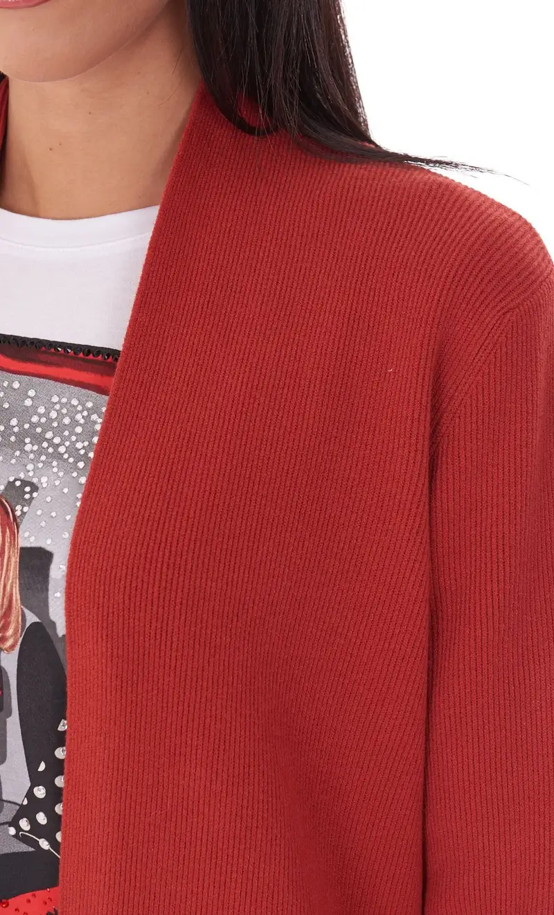Cardigan luckylu a coste, colore mattone miniatura 2