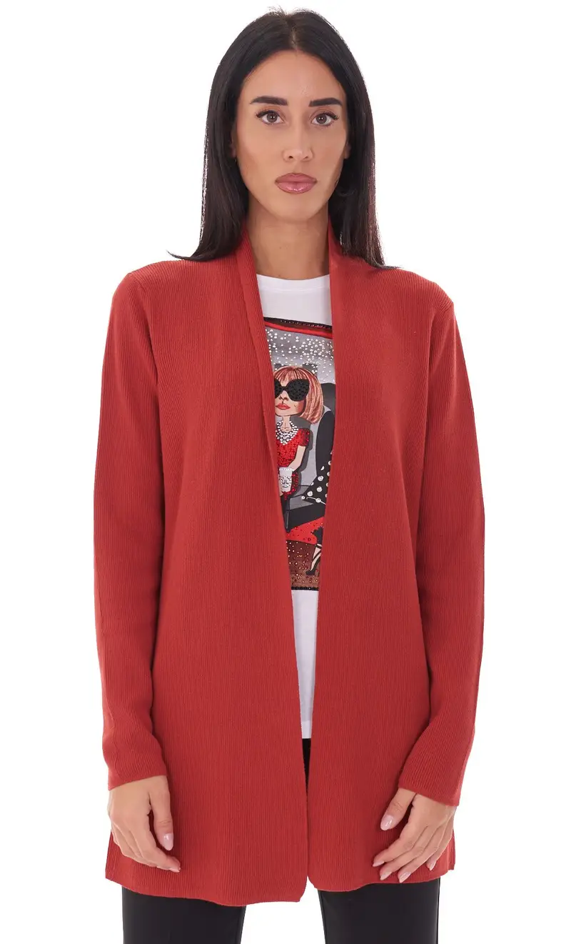 Cardigan luckylu a coste, colore mattone