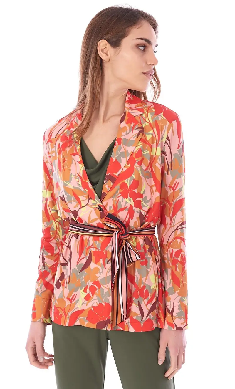 Giacca luckylu caban a fantasia con cintura, colore bordeaux [38] Bordeaux [38]