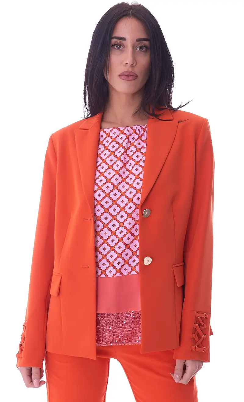 Giacca luckylu con lacci sulle maniche, colore arancio