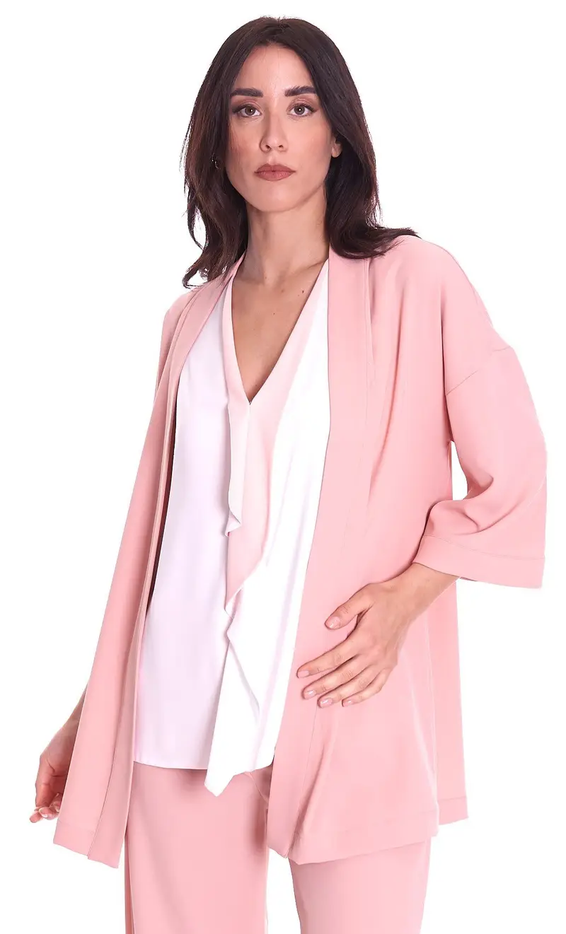 Giacca luckylu destrutturata con cintura, colore rosa miniatura 2