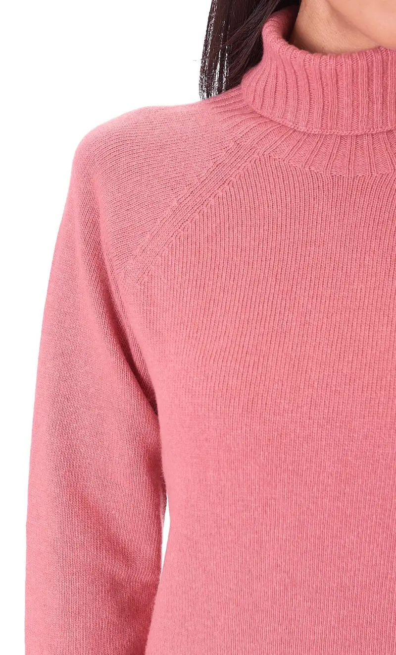 Maglia dolcevita luckylu tinta unita, colore rosa miniatura 2