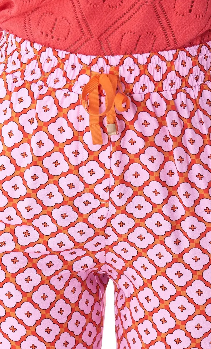 Pantalone jogger stampato luckylu, colore corallo miniatura 2
