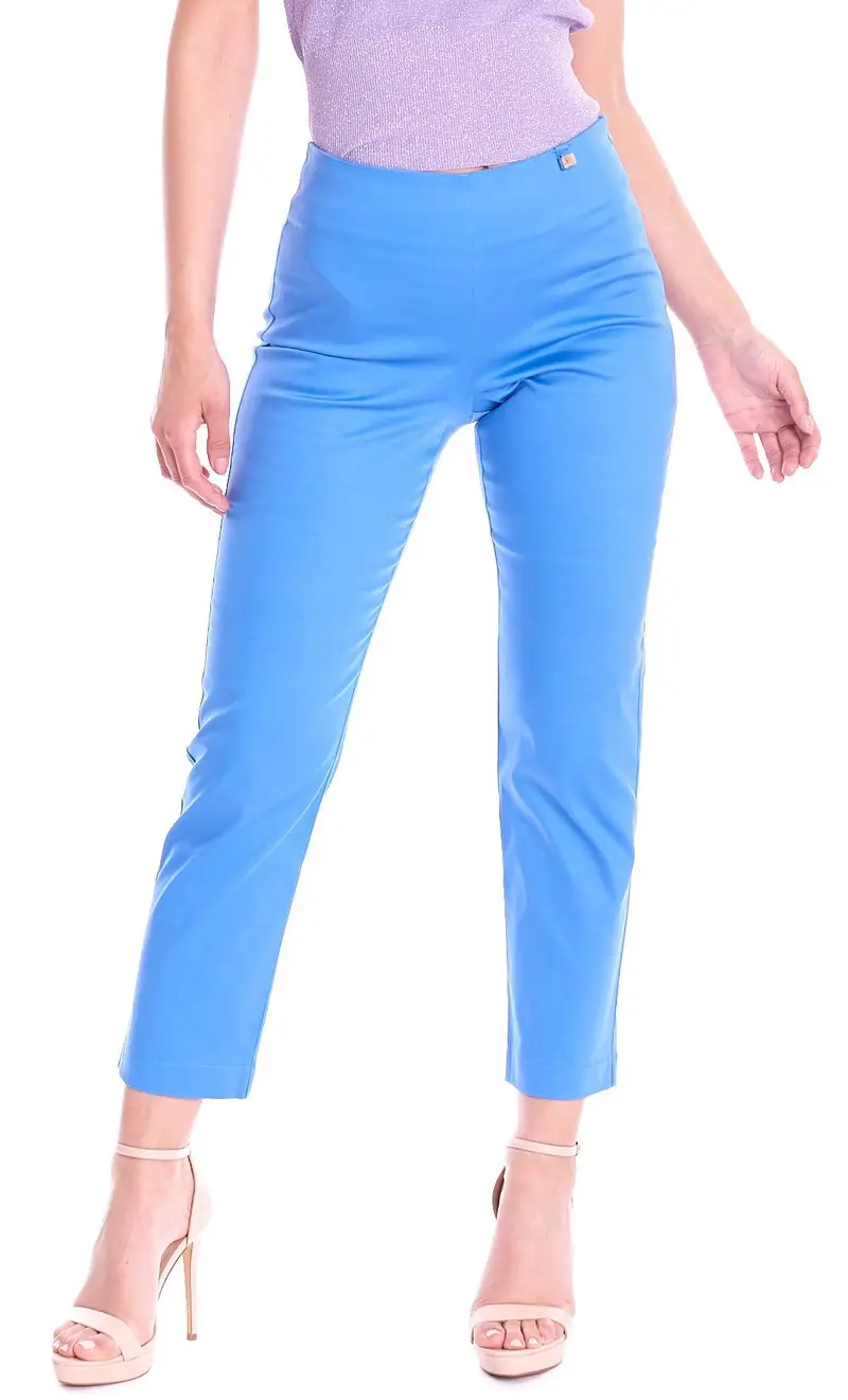Pantalone luckylu capri vita alta, colore azzurro