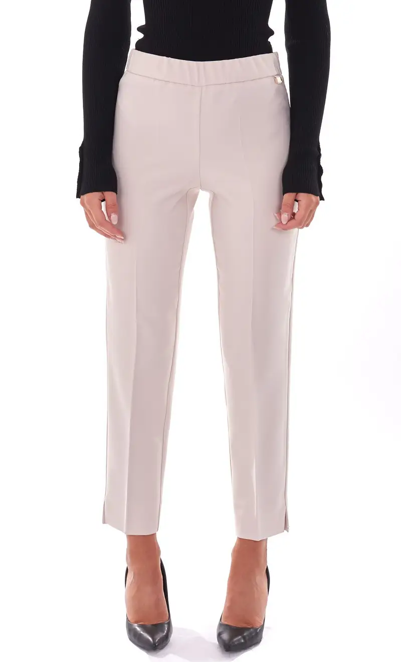 Pantalone luckylu con elastico, colore bianco