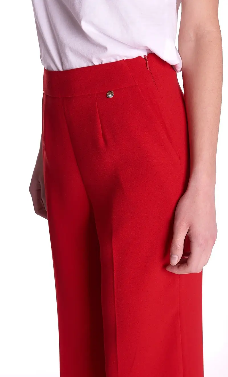 Pantalone luckylu cropped ampio in cady, colore rosso miniatura 2
