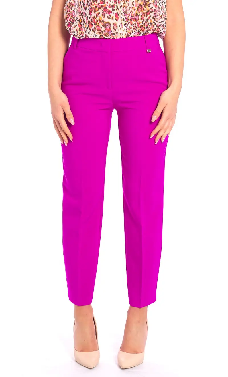 Pantalone luckylu gamba dritta stretch, colore fuxia