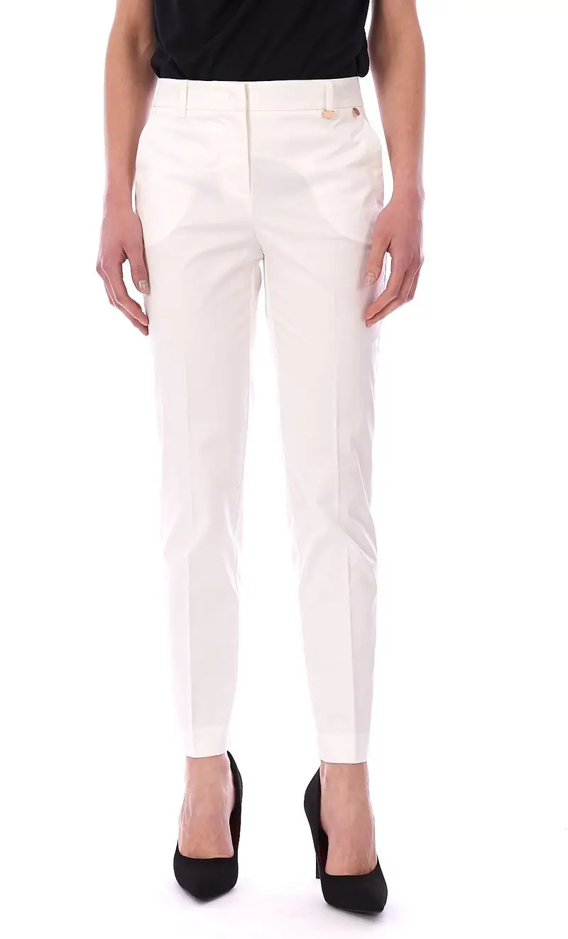 Pantalone luckylu in rasatello di cotone, colore bianco