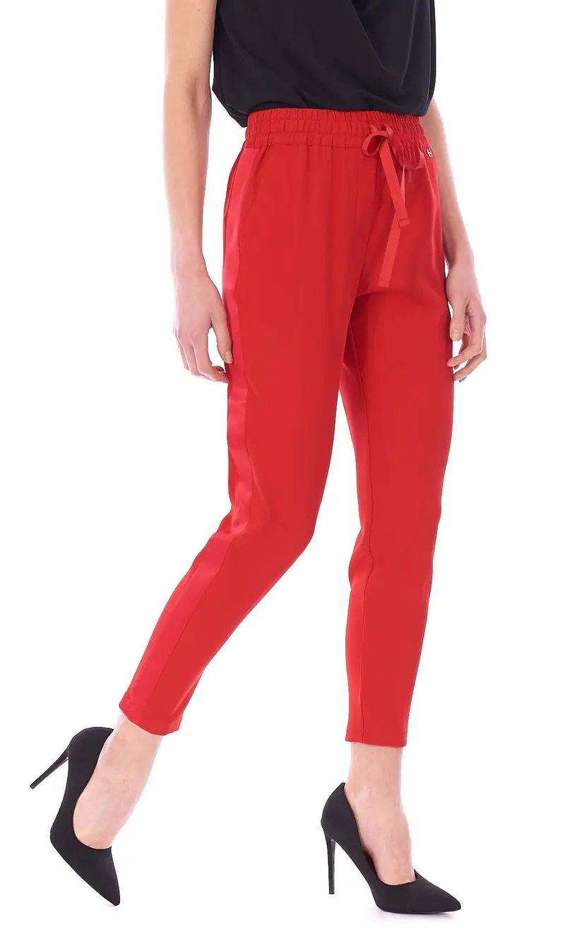 Pantalone luckylu jogger con banda in raso, colore rosso