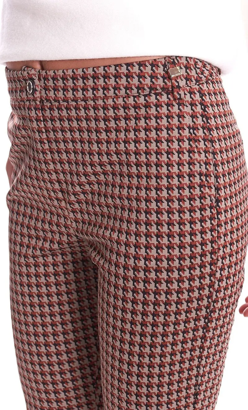 Pantalone luckylu new york pied de poule, colore beige miniatura 2