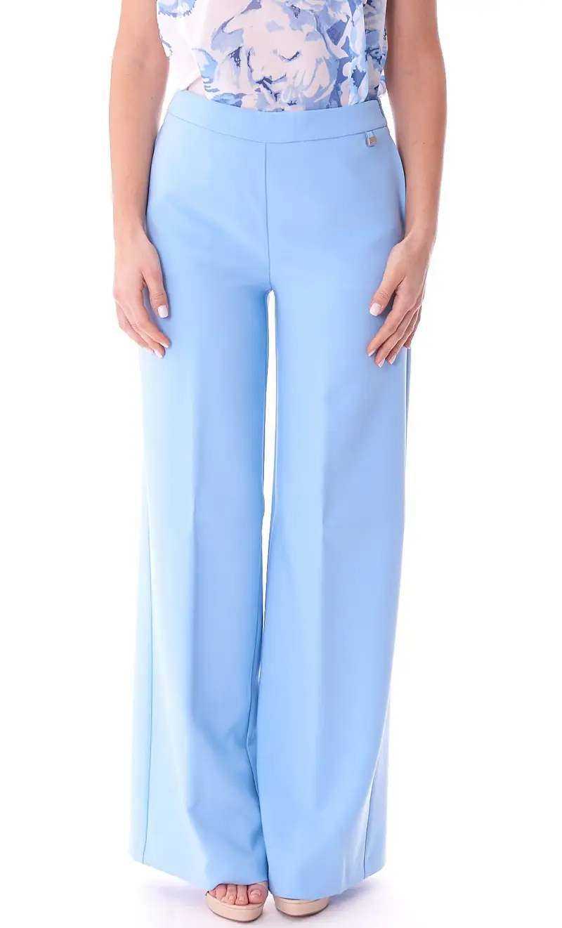 Pantalone palazzo luckylu stretch, colore azzurro