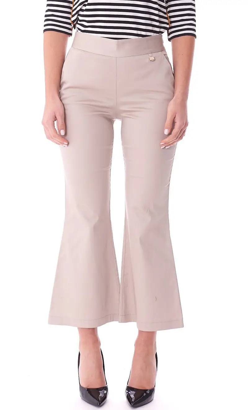 Pantalone trombeta luckylu in cotone, colore sabbia