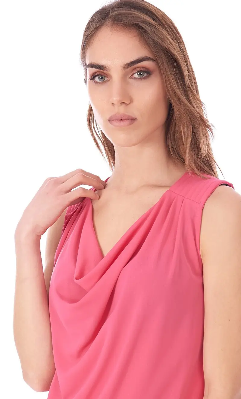 Top luckylu in jersey con drappeggio, colore fuxia miniatura 2