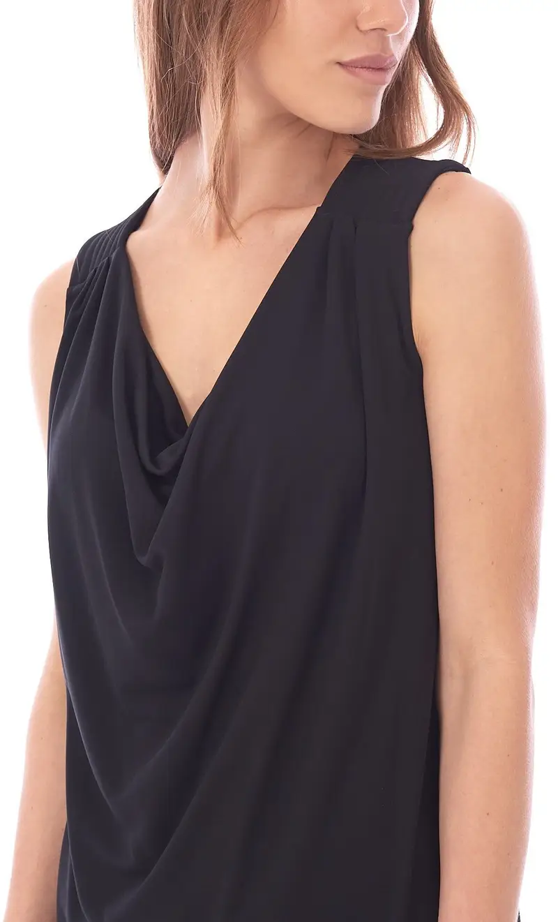 Top luckylu in jersey con drappeggio, colore nero miniatura 2