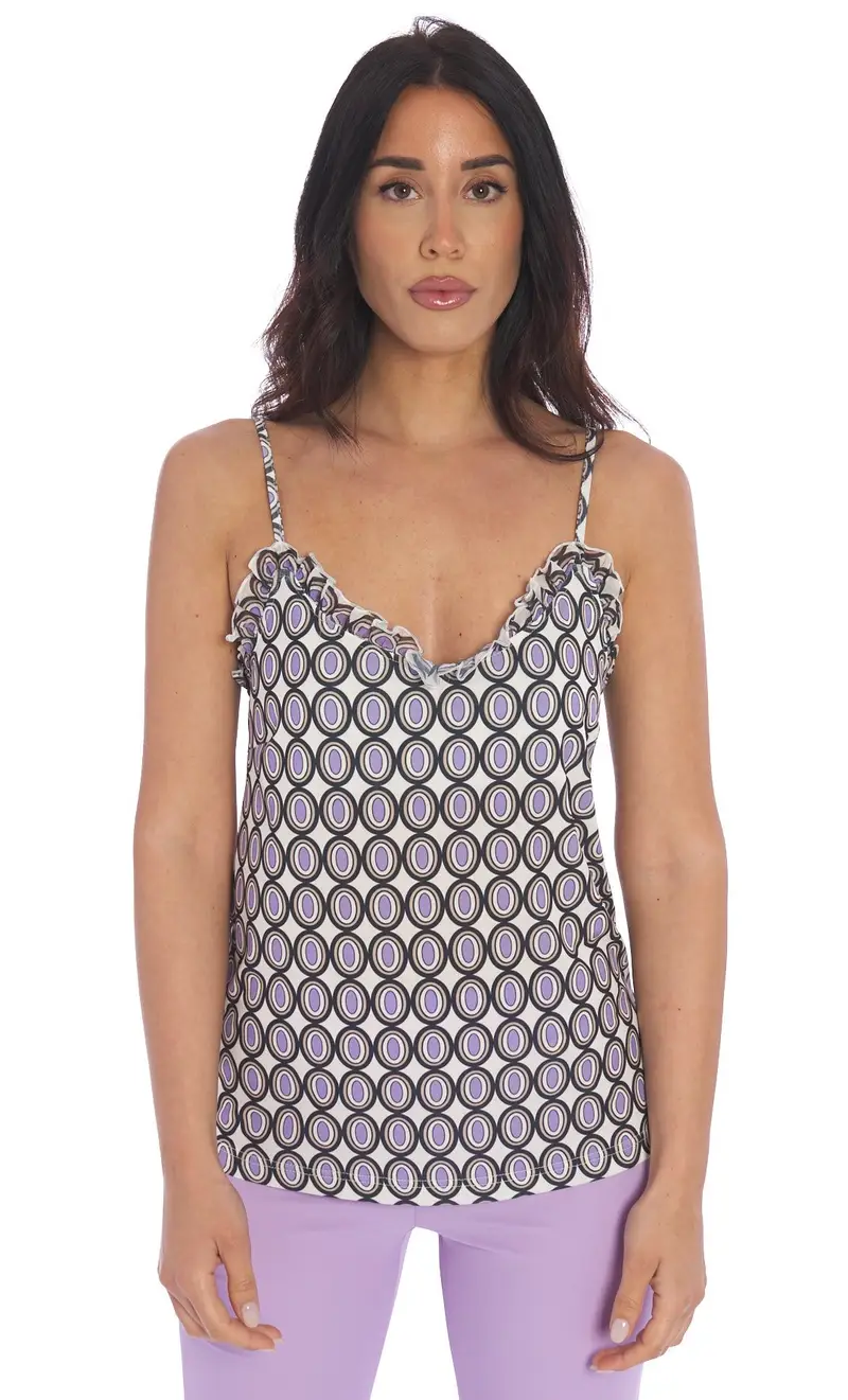 Top luckylu stampa ovali, colore multicolore