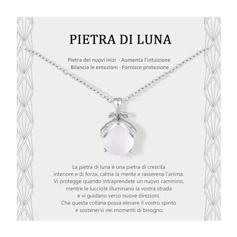 LUEAURRA Collana Pietra di Luna Lucciole Argento