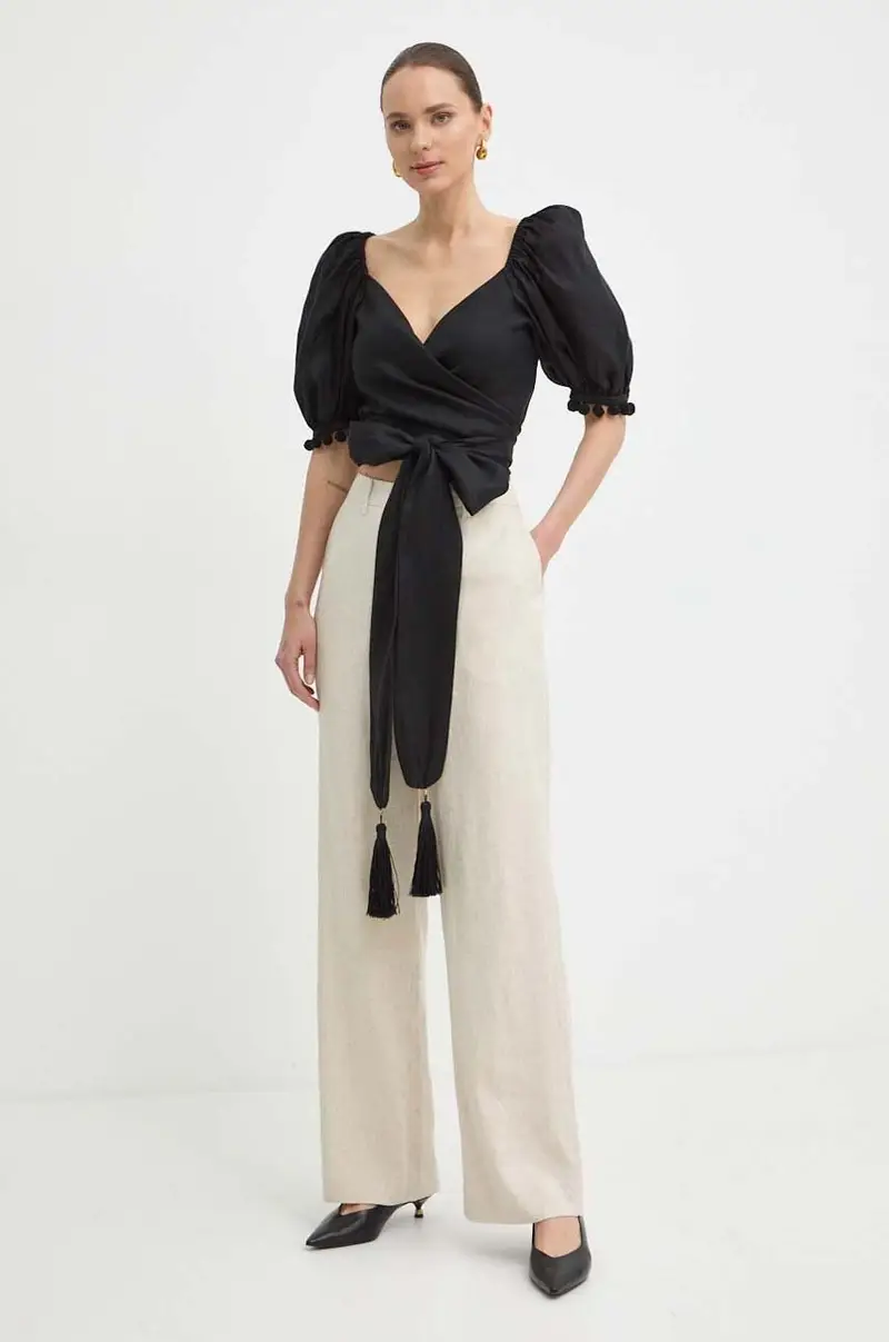 camicia di lino RUNWAY COLLECTION colore nero 541141