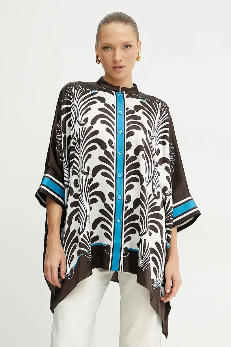 camicia in seta donna colore marrone 541734