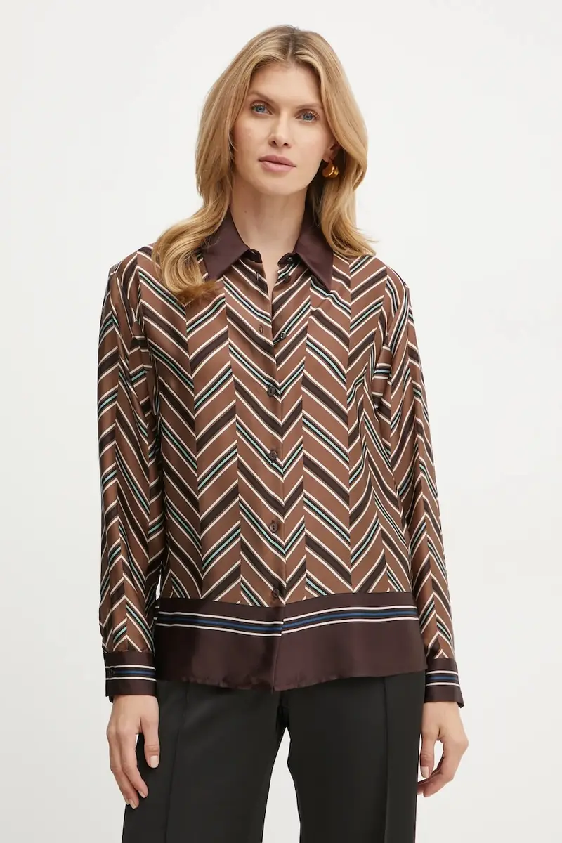 camicia in seta LIQUIRIZIA colore marrone 541465