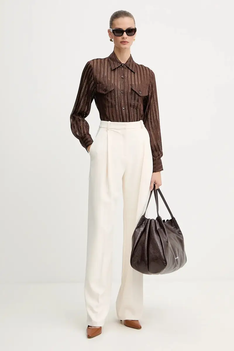 camicia in seta Marrone miniatura 2