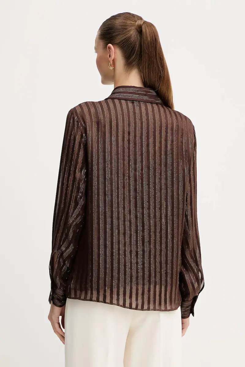 camicia in seta Marrone miniatura 3