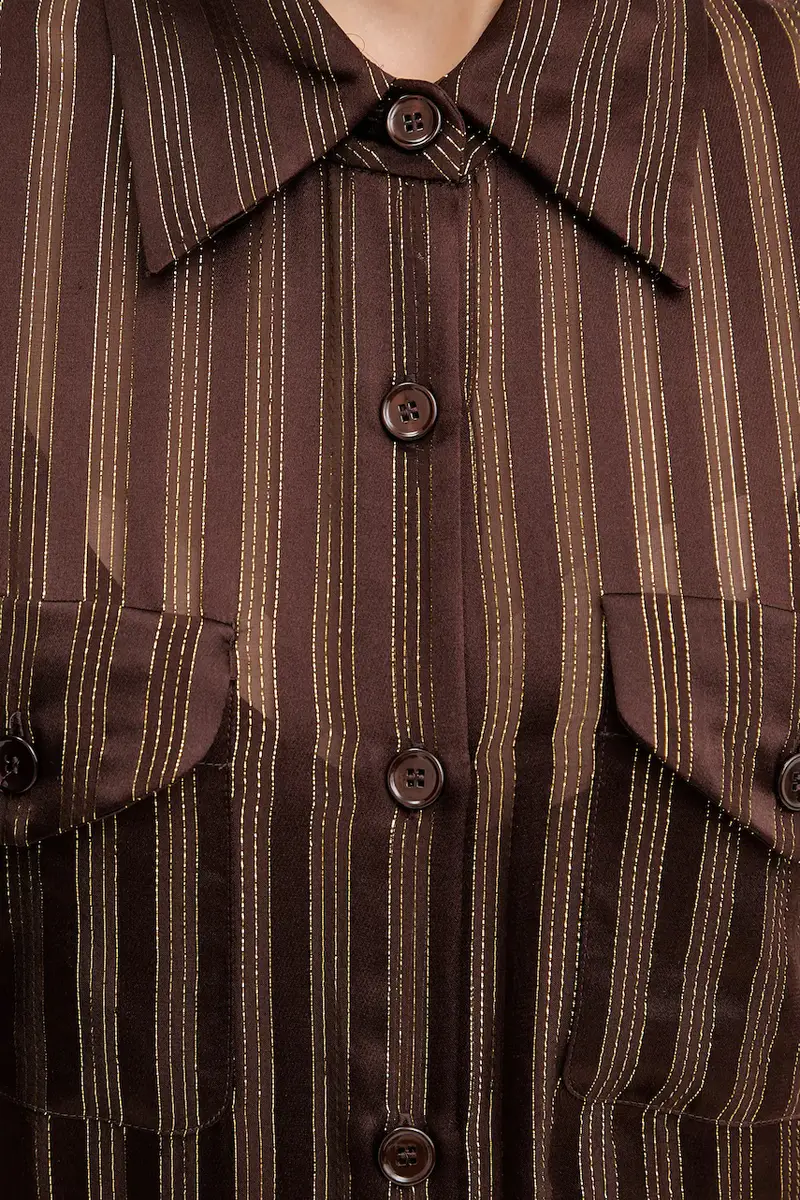 camicia in seta Marrone miniatura 5