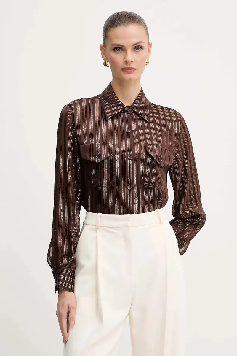camicia in seta Marrone