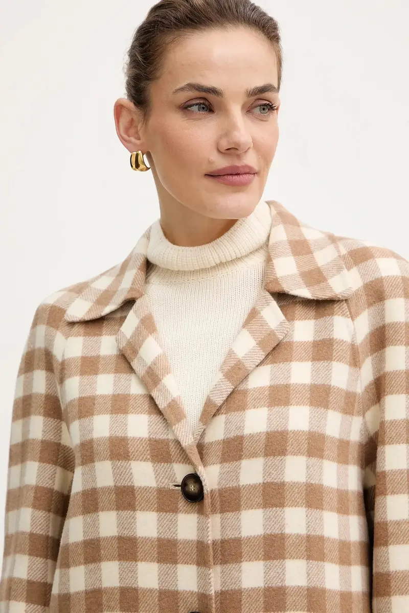 cappotto con lana Beige miniatura 4