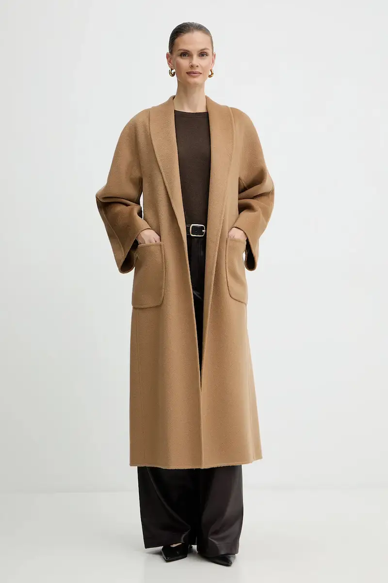 cappotto in lana colore marrone 542325 miniatura 2