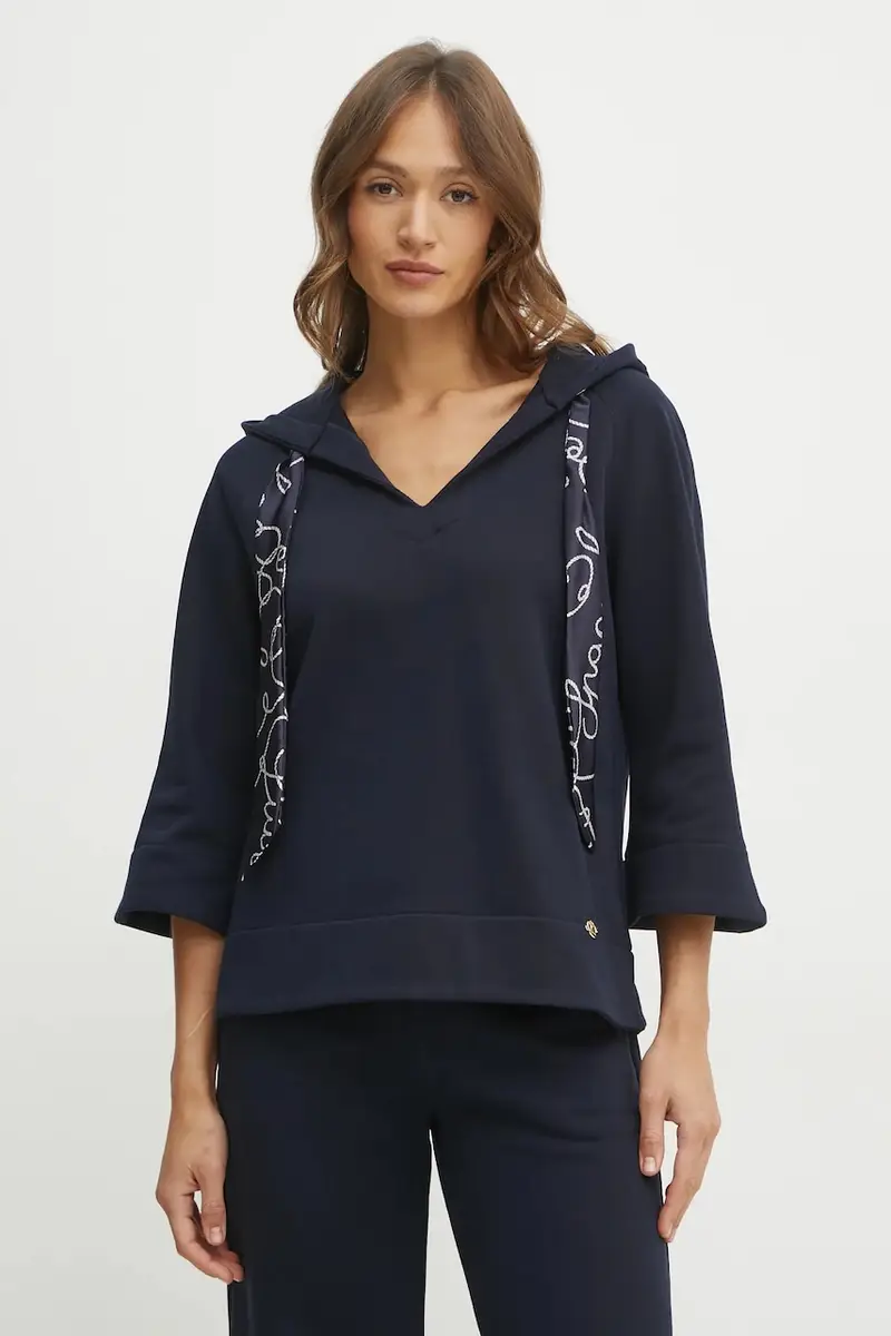 felpa donna colore blu navy con cappuccio 541846
