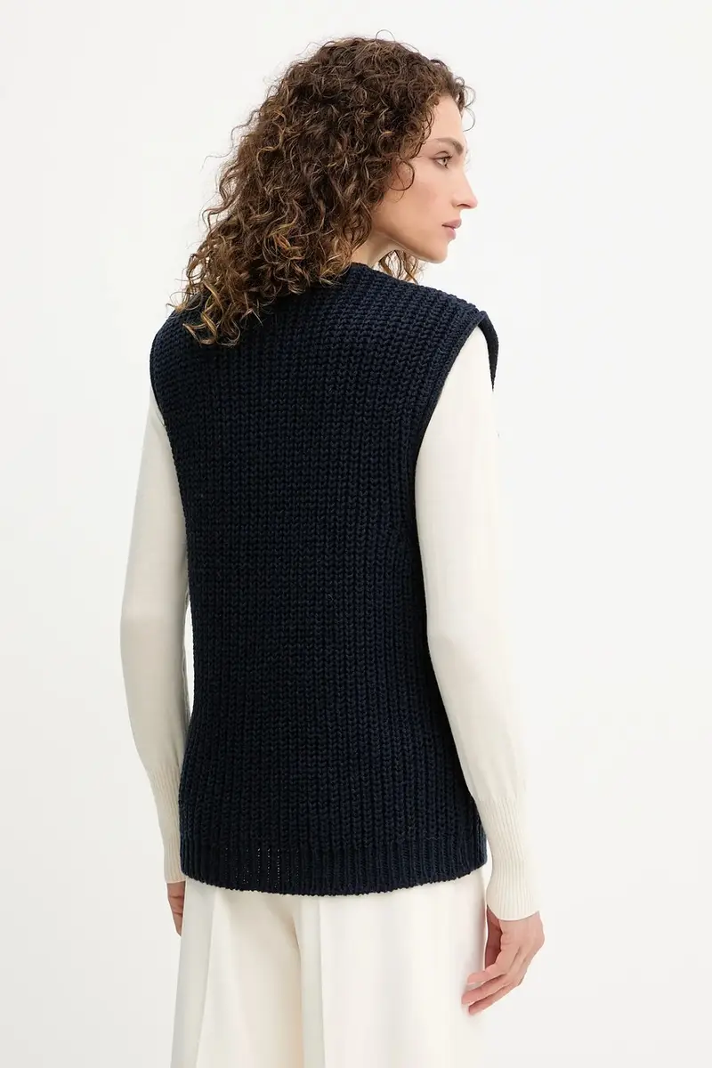 gilè in lana donna colore blu navy 100076 miniatura 3