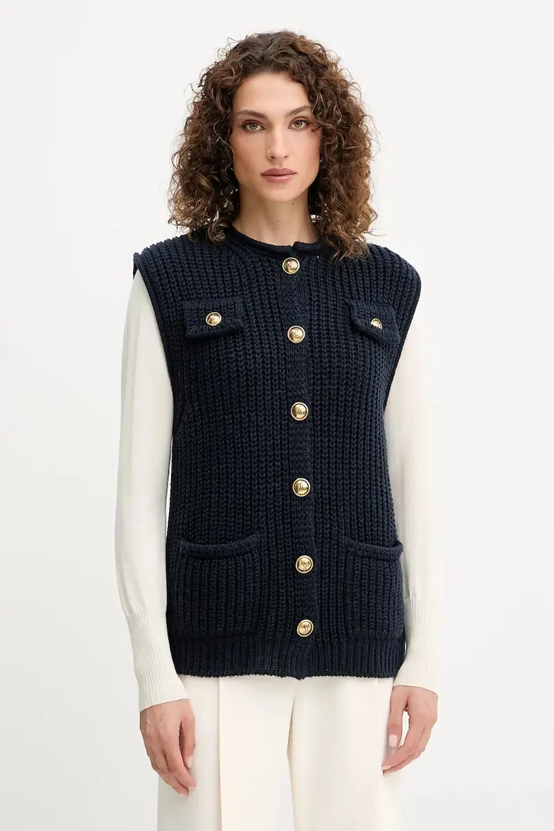 gilè in lana donna colore blu navy 100076